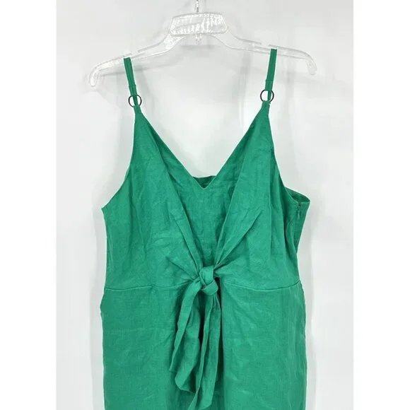 NEW REISS kay linen plunge dress sleeveless midi spaghetti strap party  green 14 - www.hdc.com.do
